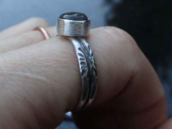 Labradorite Ring Size 6 Set in Sterling Silver with Round Labradorite Gemstone a