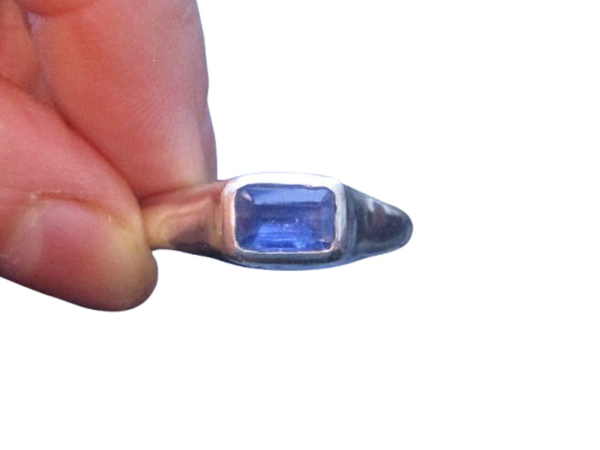 Handmade Blue Kyanite Ring 925 Sterling Silver Rectangle Blue Stone Rings for Wo