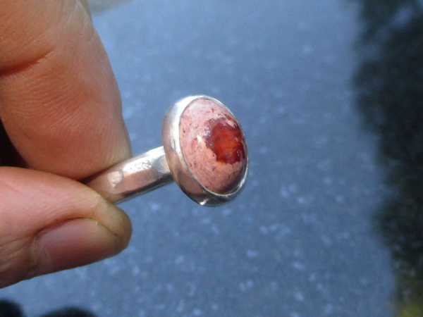 Fire Opal Ring 925 Sterling Silver Mexican Opal Red Stone Size 8 Matrix Boulder