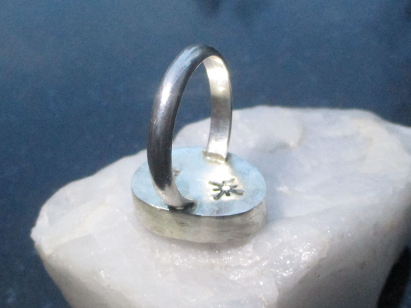 Druzy Geode Ring in Sterling Silver Size 8 Black Tabasco Geode Gemstone Jewelry
