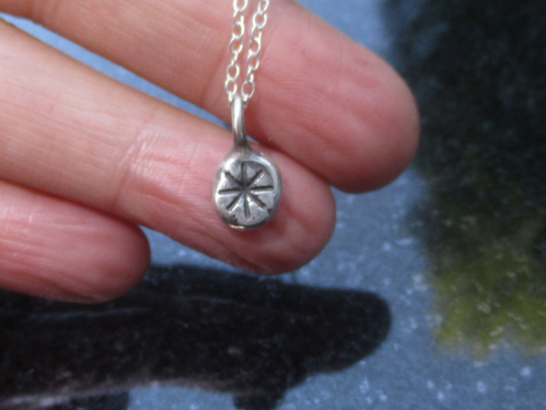 Handmade Silver Nugget Necklace with Star Pendant Made with Recycled 925 Sterlin