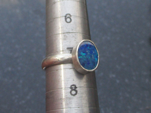 Australian Opal Ring, Blue Opal, 925 Sterling Silver, Size 7.25, Handmade, Rings