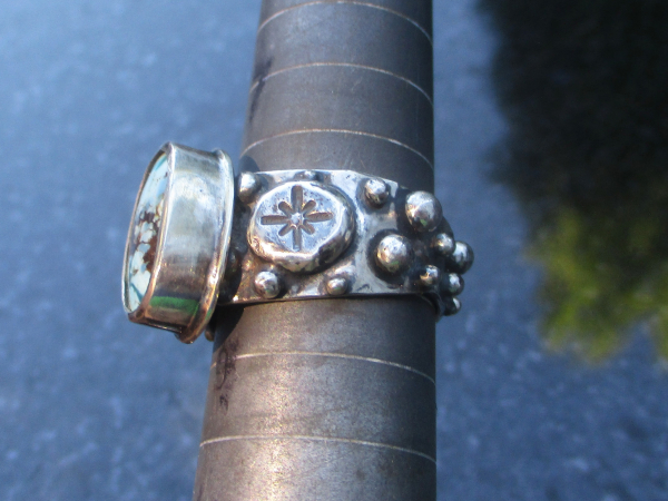 Handmade Turquoise Ring 925 Sterling Silver Statement Ring with Natural Turquois