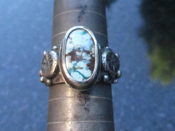 Handmade Turquoise Ring 925 Sterling Silver Statement Ring with Natural Turquois