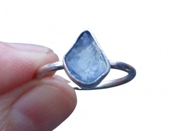Oregon Blue Opal Silver Ring Size 6 October Birthstone Natural Crystal Raw Stone