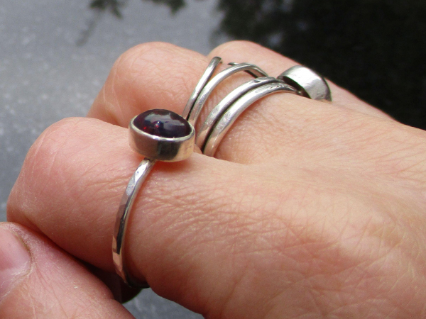 Black Opal Ring 925 Sterling Silver Size 8 Stacking, Rings for Women Ethiopian B