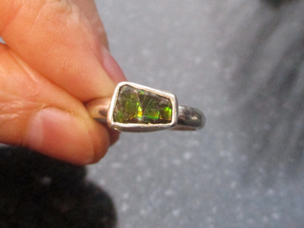 Handmade Ammolite Ring 925 Sterling Silver Iridescent GreenFossil Rings for Women Size 7 Handmade Ammolite Ring 925 Sterling Silver Iridescent GreenFossil Rings for Wome