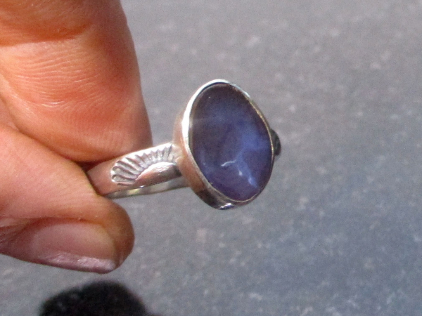 Handmade Boulder Opal Ring Size 8 Sterling Silver Natural Australian Opal in Mat