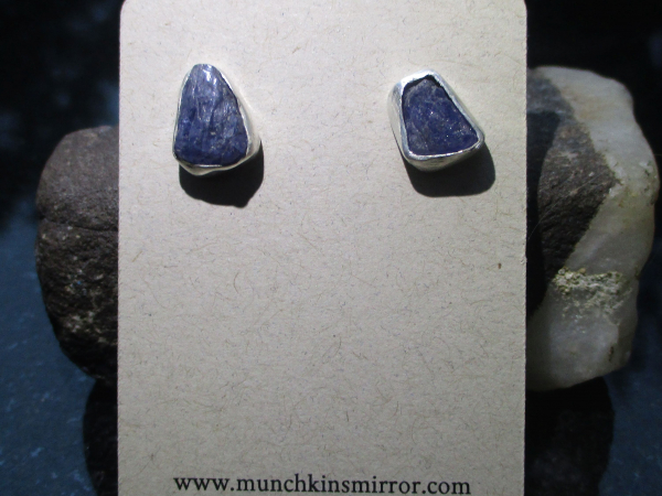 Handmade Tanzanite Crystal Studs in 925 Sterling Silver Natural Purple Stone Stu