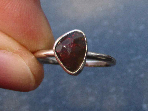 Black Fire Opal Silver Ring in Size 6 Natural Ethiopian Welo Opal Freeform Shape