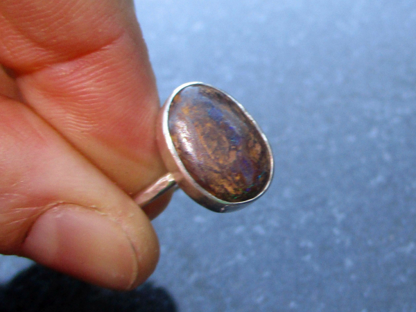 Boulder Opal Ring Sterling Silver Size 7 Handmade with Natural Australian Opal i