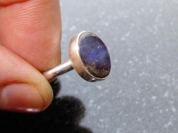 Handmade Boulder Opal Ring Size 7 Sterling Silver Natural Blue Australian Opal i