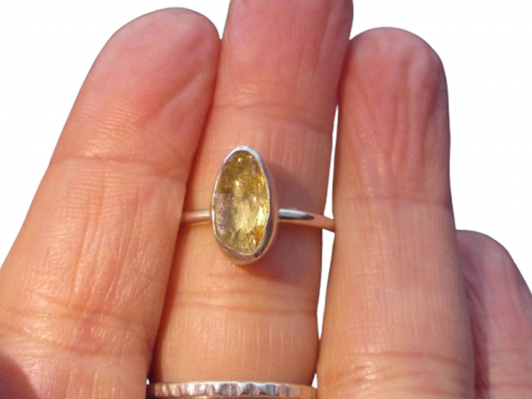 Handmade Oregon Sunstone Ring Sterling Silver Rough Crystal Rings for Women Size