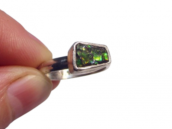 Handmade Ammolite Ring 925 Sterling Silver Iridescent GreenFossil Rings for Women Size 7 Handmade Ammolite Ring 925 Sterling Silver Iridescent GreenFossil Rings for Wome