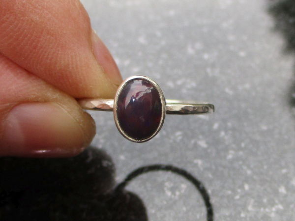 Black Opal Ring 925 Sterling Silver Size 8 Stacking, Rings for Women Ethiopian B