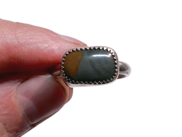 Handmade Jasper Ring: Sterliing Silver, Size 8.5, Oregon Jasper, Agate, Rings fo