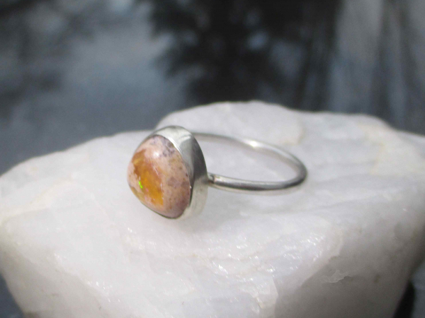 Handmade Opal Ring 925 Sterling Silver Size 7 with Natural Mexican Opal  Cantera