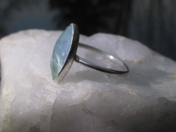 Peruvian Opal Ring Size 7.5 Set in 925 Sterling Silver Natural Blue Green Opal,M