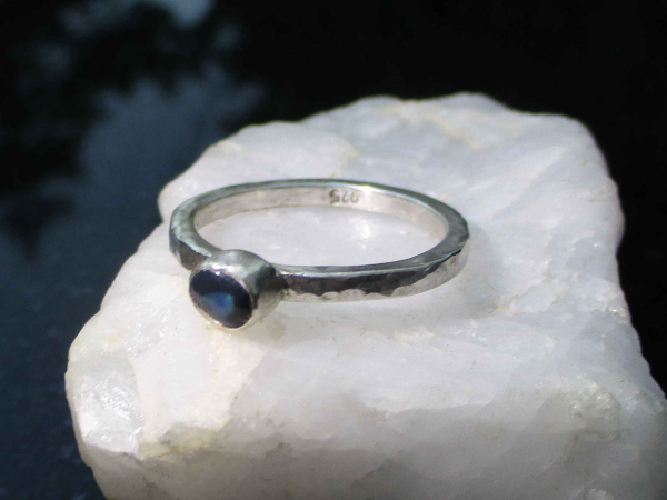 Black Opal Ring 925 Sterling Silver Size 8.5 Handmade with Natural Australian Op
