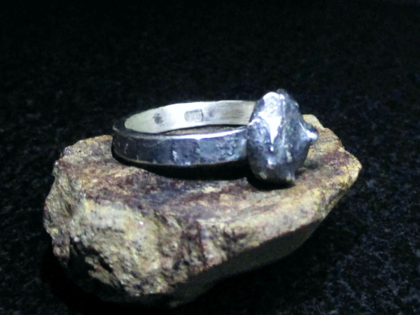 Brutalist Silver Nugget Ring Size 10.5 Mixed Metal Recycled Reticulated 925 Ster