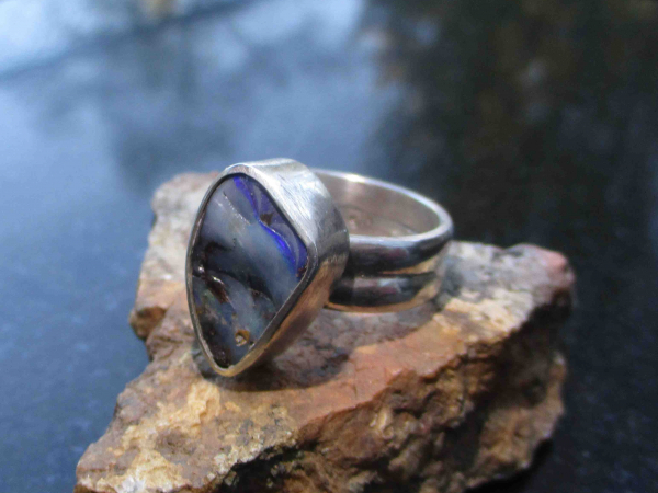 Boulder Opal Ring 925 Sterling Silver Size 7 Natural Australian Opal from Queens