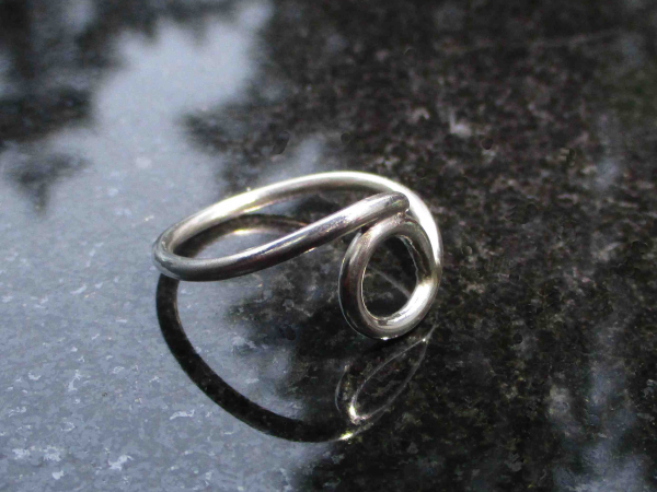 Silver Eye Ring Sterling Silver Size 7 Minimalist, Freeform, Circle Ring Silver