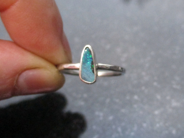 Boulder Opal Ring 925 Sterling Silver Handmade Size 6 Rings for Women Point Quee