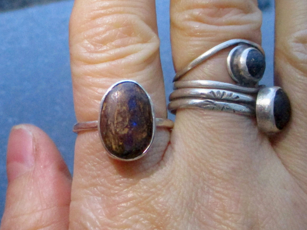 Boulder Opal Ring Sterling Silver Size 7 Handmade with Natural Australian Opal i