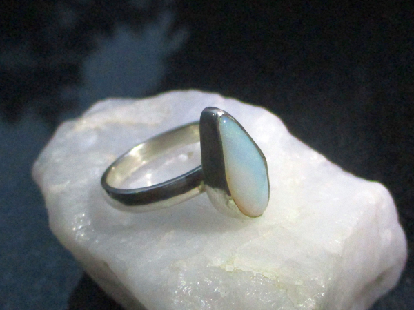 Handmade Australian Opal Ring 925 Sterling Silver Size 8 Rings for Women