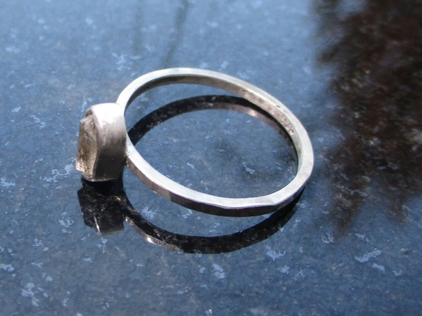 Handmade Quartz Stacking Ring in Sterling Silver Size 7 Fluorescent Crystal Ring