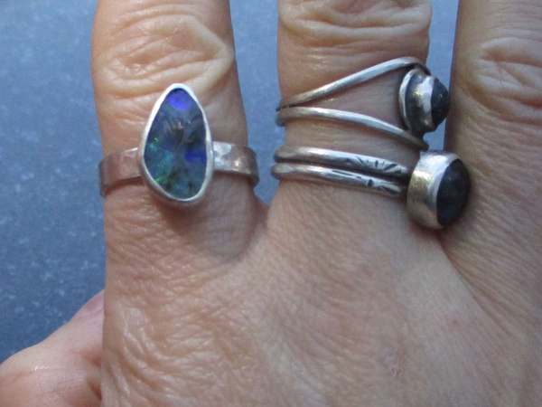 Handmade Boulder Opal Ring 925 Sterling Silver with Australian Opal Rings for Wo