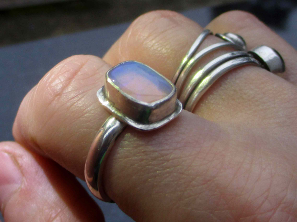 Australian Opal Ring 925 Sterling Silver Size 7.75 Handmade Rings for Women with