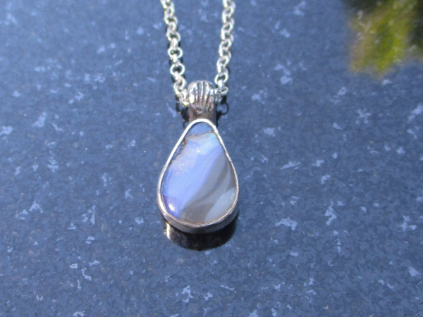 Handmade Boulder Opal Necklace with Natural Australian Opal Pendant October Birt