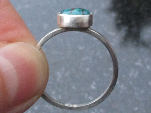 Turquoise Sterling Silver Stacking Ring in Size 8 December Birthstone Handmade G