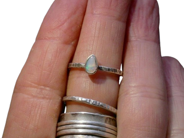 Handmade Opal Ring Sterling Silver Size 6.5 Australian Crystal Opal Rings for Women Handmade Opal Ring Sterling Silver Size 6.5 Australian Crystal Opal Rings for Wo