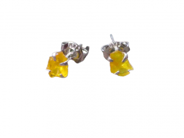 6mm Raw Opal Stud Earrings in Sterling Silver with 4 Prong Setting Small Stone M