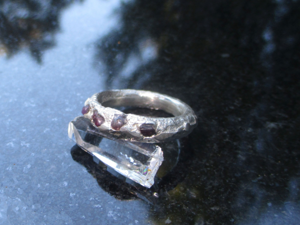 Handmade Pink Sapphire Ring 925 Sterling Silver Sand Cast Natural Sapphire Size