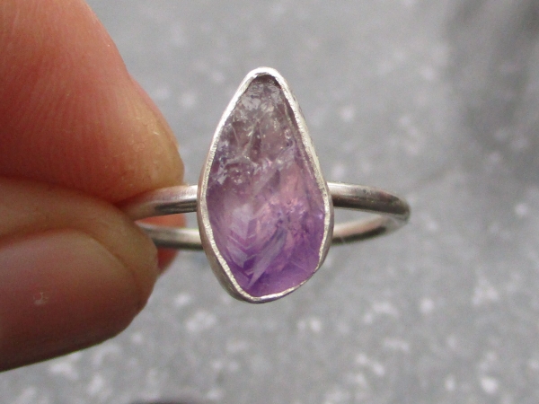 Handmade Raw Amethyst Sterling Silver Ring Size 6.5 February Birthstone Crystal