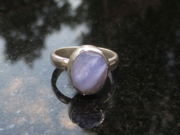Blue Lace Agate Ring 925 Sterling Silver Size 6.5 Natural Agate Gemstone Handmad