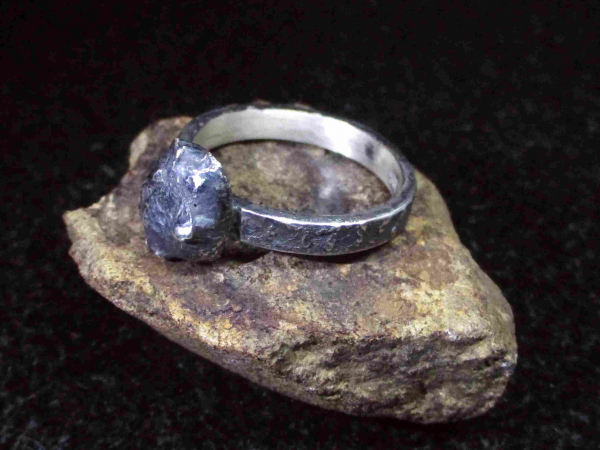 Brutalist Silver Nugget Ring Size 10.5 Mixed Metal Recycled Reticulated 925 Ster