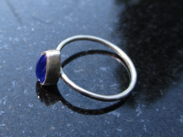 Handmade Kyanite Silver Stacking Ring Size 7 Set in  925 Sterling Silver Natural