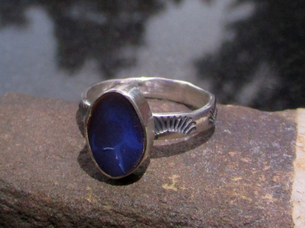 Handmade Boulder Opal Ring Size 8 Sterling Silver Natural Australian Opal in Mat