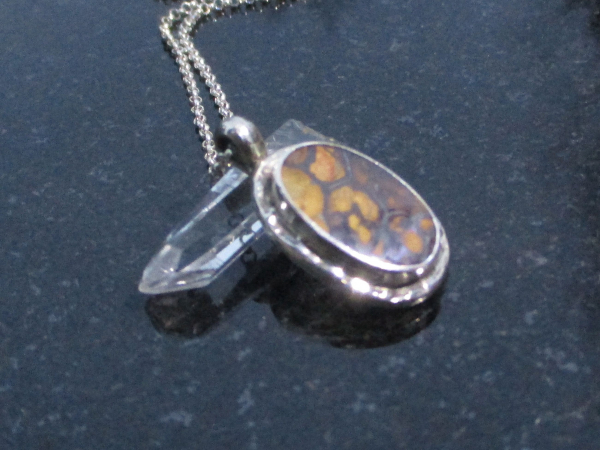 Handmade Boulder Opal Necklace Australian Opal 925 Sterling Silver with Koroit B