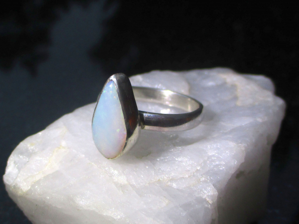 Handmade Australian Opal Ring 925 Sterling Silver Size 8 Rings for Women