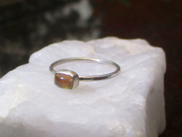 Orange Tourmaline Stacking Ring Handmade 925 Sterling Silver Ring Size 6 Minimal