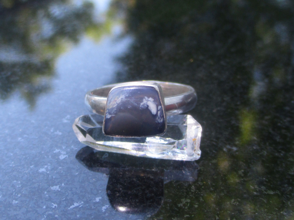 Handmade Boulder Opal Silver Ring * Made with freeform, Clear Blue and White Aus