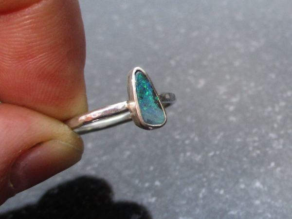 Boulder Opal Ring 925 Sterling Silver Handmade Size 6 Rings for Women Point Quee