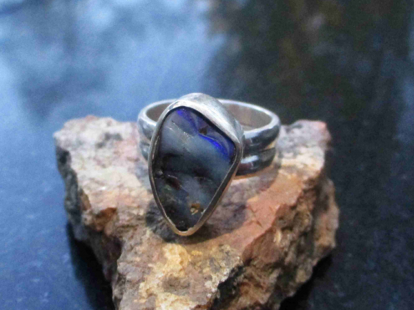 Boulder Opal Ring 925 Sterling Silver Size 7 Natural Australian Opal from Queens