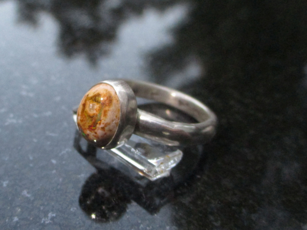 Handmade Opal Ring in 925 Sterling Silver with Natural Mexican Opal Size 7.5 Rin