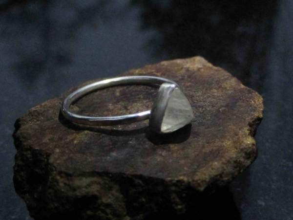 Triangle Moonstone Ring Sterling Silver Size 7 Minimalist Stacking Ring Handmade